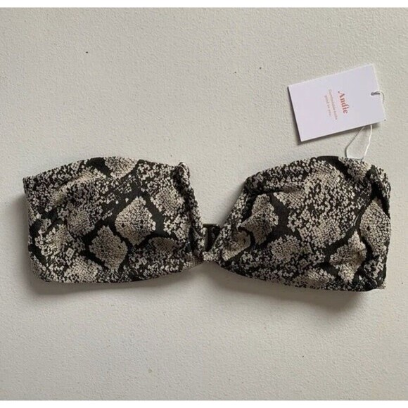 Andie Other - Andie Scala Bikini Top Size Small Snakeskin Print NWT Spring Break Summer